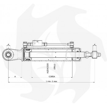 Brazo superior hidráulico 670 - 1070 mm para tractor con agujeros de 25,4 mm Tercer punto hidráulico con junta delantera y tr...