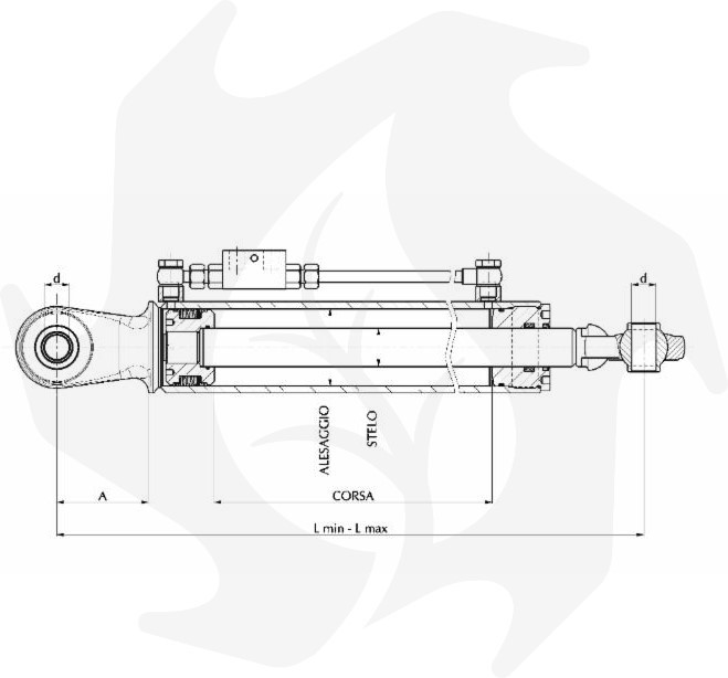 Terzo punto Idraulico 650 - 1040 mm per trattore fori 19-25,4 mm