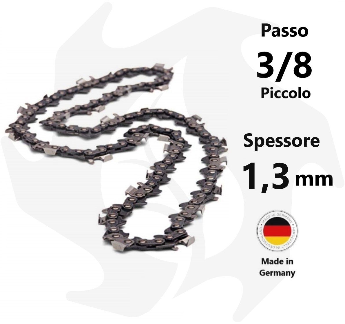 Catena per motosega 3/8 x 1,3 mm Länge 20 cm / 8 Maglie 33 Semi