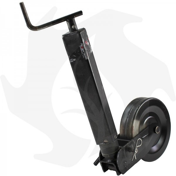 Timon télescopique avec roue en caoutchouc pour remorques 60 x