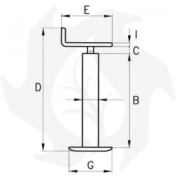 Telescopic servo drawbar support with side crank for agricultural trailers 60 x 565 mm Servorudders