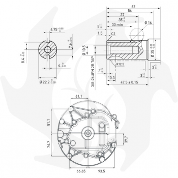 Motor de gasolina de 4 tiempos ZBMV 160 L5 para timón volante pesado eje 62 x 22,2 mm Motor de gasolina