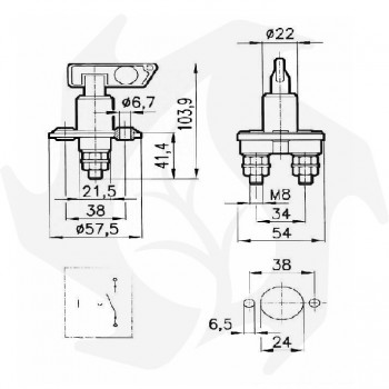 Coupe-batterie unipolaire 100A avec levier amovible et capuchon de protection Accessoires pour tracteurs