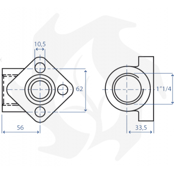 3-Loch Hydraulikpumpenflansch mit 1" 1/4 Rohr - 62mm Ersatzteile für Gartenmaschinen