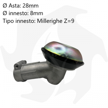 Bevel gear for brush cutter with 28mm shaft and Z:9 spline coupling Bevel gear