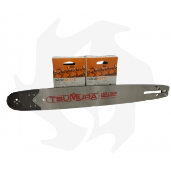 Barra professionale TSUMURA SOLID 325 1,5mm 66 maglie da 40cm con puntuale rinforzato sostituibile + 2 catene Barra motosega