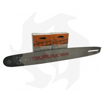 Professional bar TSUMURA SOLID 325 1.5mm 72 links 45cm with replaceable reinforced punt + no.2 chains Chainsaw bar