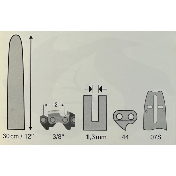 Kettensägeschwert 3/8 "- 1,3 mm - 44 Glieder Kettensägeschiene